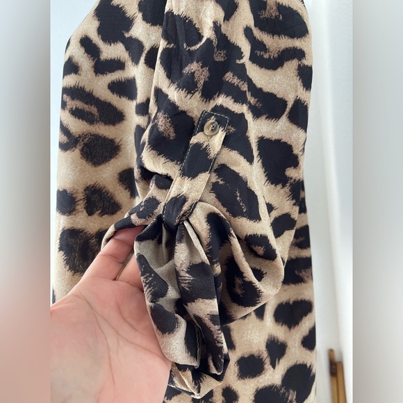 SHEIN Animal Print Leopard Tunic High Low 3/4 Sleeves Lightweight Relaxed Large - Picture 9 of 14